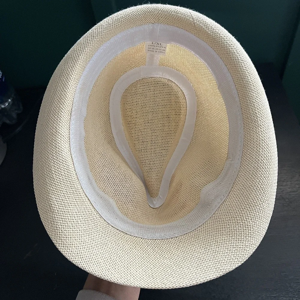 Kids Straw Fedora Hat Paper Straw Panama Style Summer Sun Hat with blue‎ Band